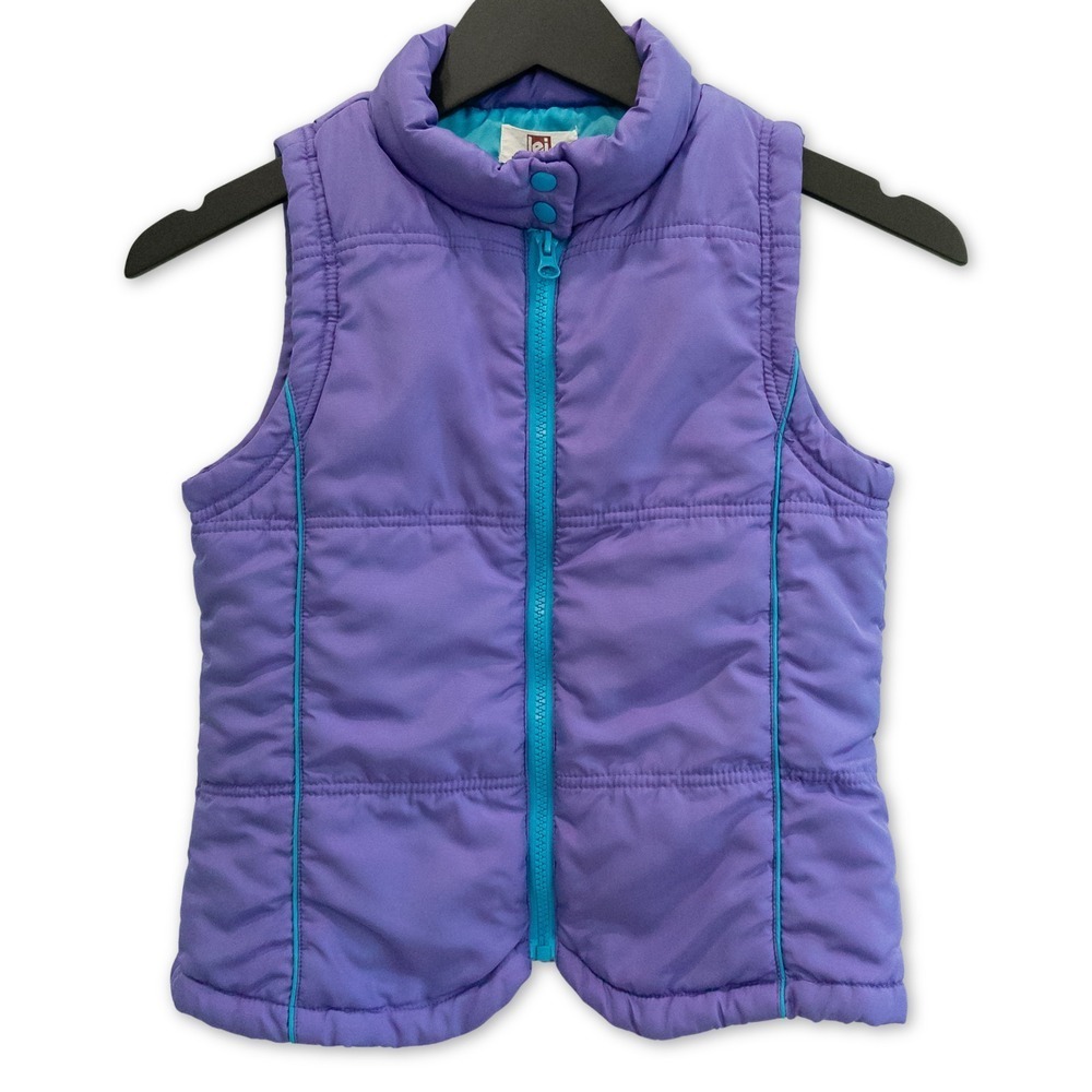 Lei Puffer Vest Girls Large Purple‎ Turquoise Lightweight Layering Outerwear